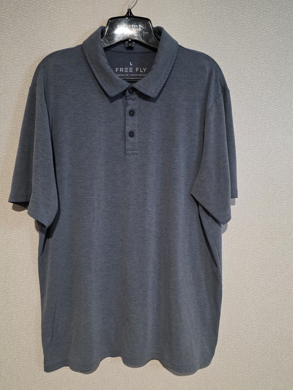 Free Fly Mens Flex Bamboo Polo Blue Large Outdoors Upf 50